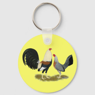 Grey Game Fowl Pair Keychain