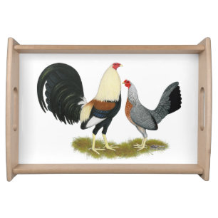 Grey Game Fowl Pair Serving Tray