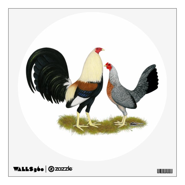 Grey Game Fowl Pair Wall Sticker (Front)