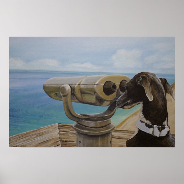 Grey Gazing - Italian Greyhound Painting Poster (Front)