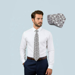Grey Geo Star & Triangle Pattern Tie