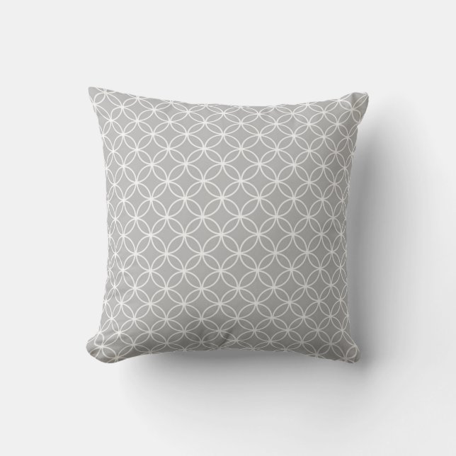 Grey Geometric Circles Throw Pillow (Front)