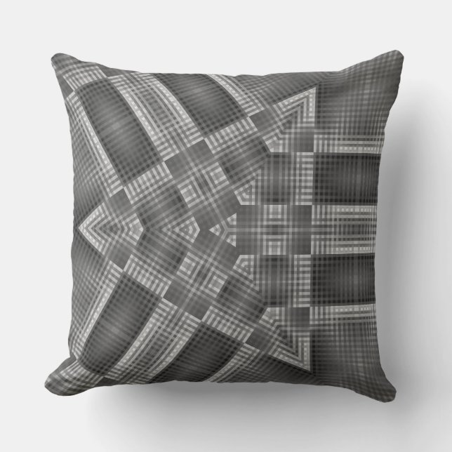 Grey Geometric Pattern Throw Pillow (Front)