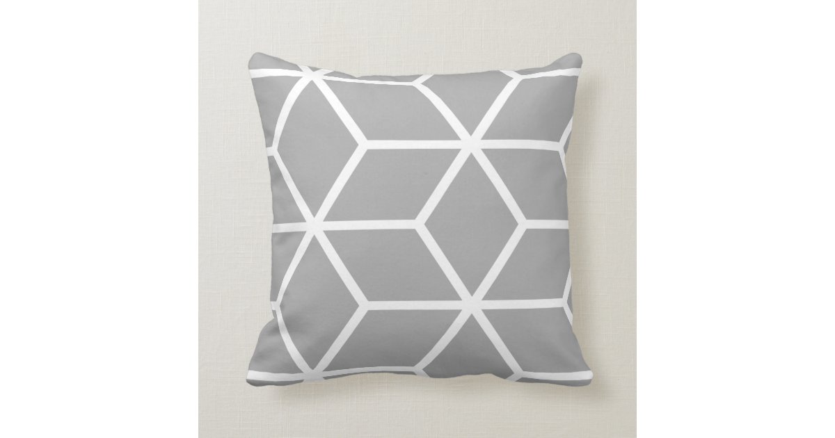 Grey Geometric Pattern Throw Pillow