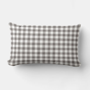 Grey Gingham Pattern Checkered Lumbar Pillow