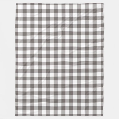 Grey Gingham Pattern Fleece Blanket