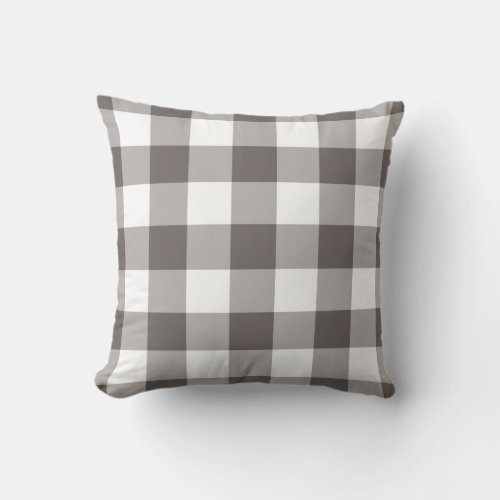 Grey Gingham Pattern Throw Pillow