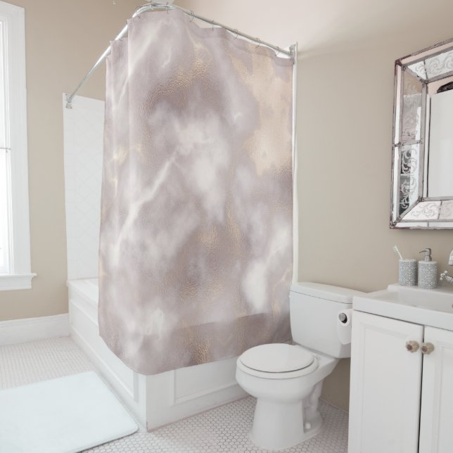 Grey glam marble shower curtain (In Situ)