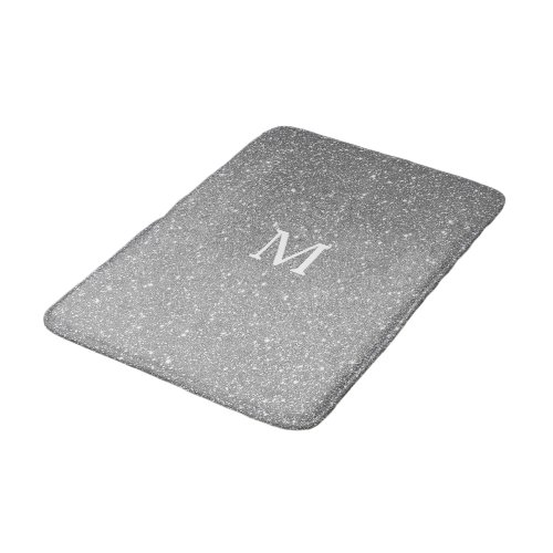 Grey Glitter Monogram Initial Custom Name Sparkly Bath Mat
