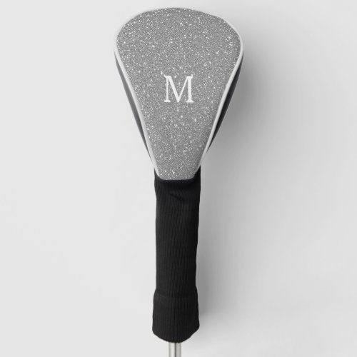 Grey Glitter Monogram Initial Custom Name Sparkly Golf Head Cover