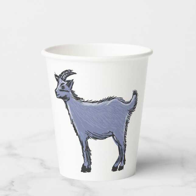 Grey Goat Sketch Paper Cups (Front)