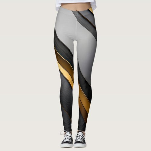 Grey Gold Abstract Leggings