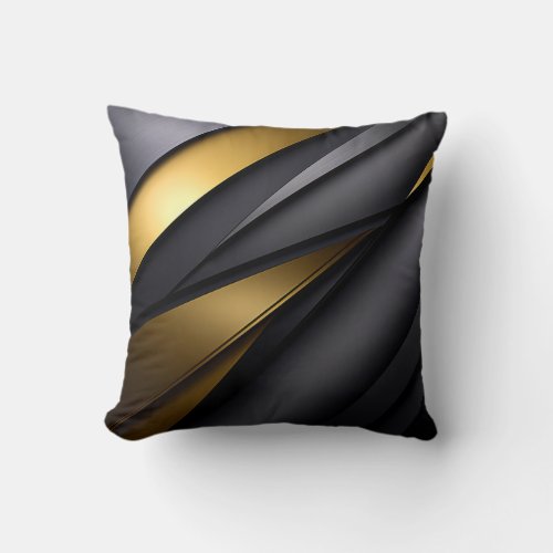Grey Gold Abstract Throw Pillow