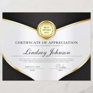 Grey & Gold Certificate of Appreciation Flyer