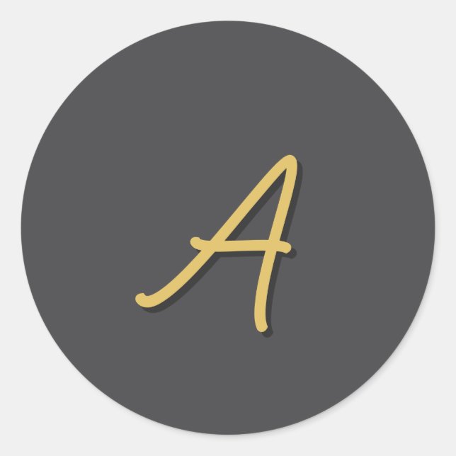 Grey Gold Color Monogram Professional Classic Round Sticker (Front)