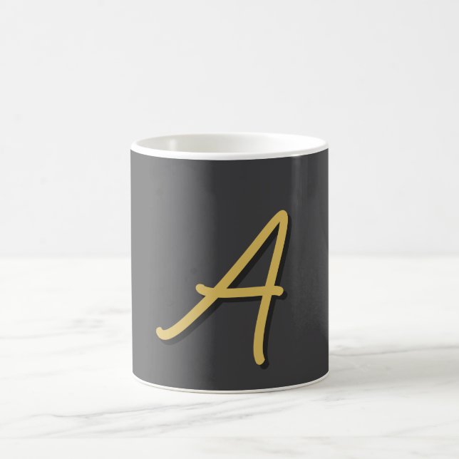 Grey Gold Color Monogram Professional Coffee Mug (Center)