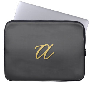 Grey Gold Color Monogram Professional Laptop Sleeve