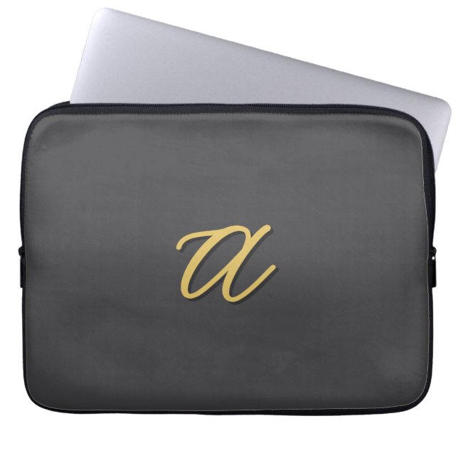 Grey Gold Color Monogram Professional Laptop Sleeve (Front)