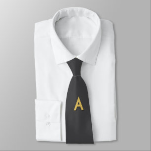 Grey Gold Color Monogram Professional Neck Tie