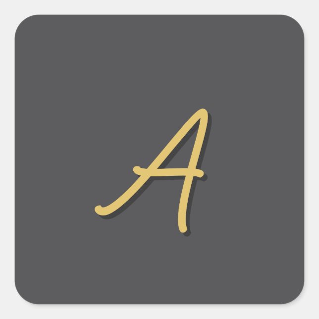 Grey Gold Color Monogram Professional Square Sticker (Front)