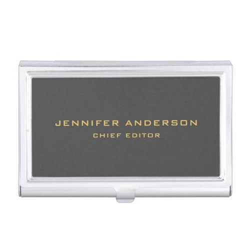 Grey  Gold Colors Professional Modern Plain Business Card Case