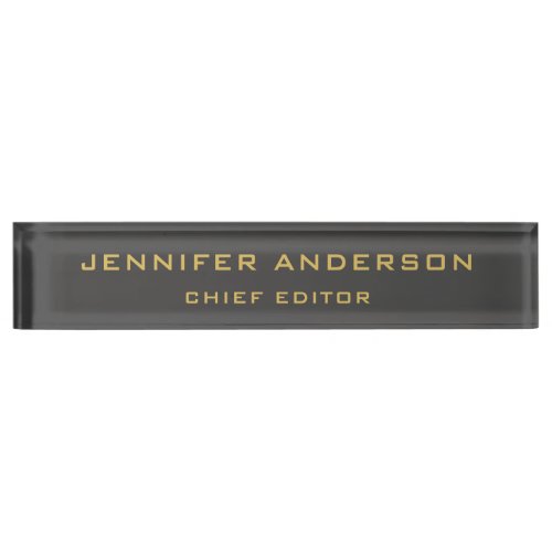 Grey  Gold Colors Professional Modern Plain Desk Name Plate