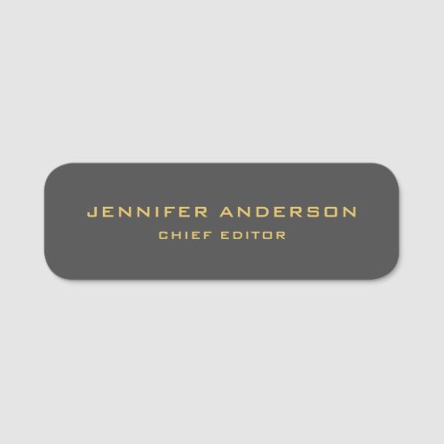 Grey  Gold Colors Professional Modern Plain Name Tag