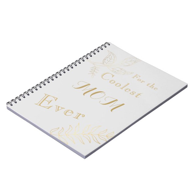 Grey Gold Coolest Mom Ever Spiral Photo Notebook (Left Side)