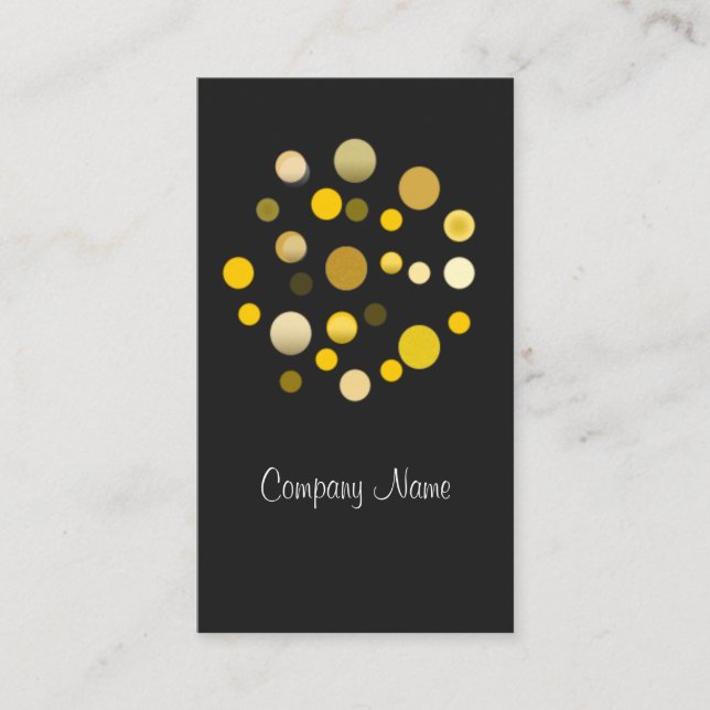 Grey Gold Dotted Modern Business Card Template (Front)