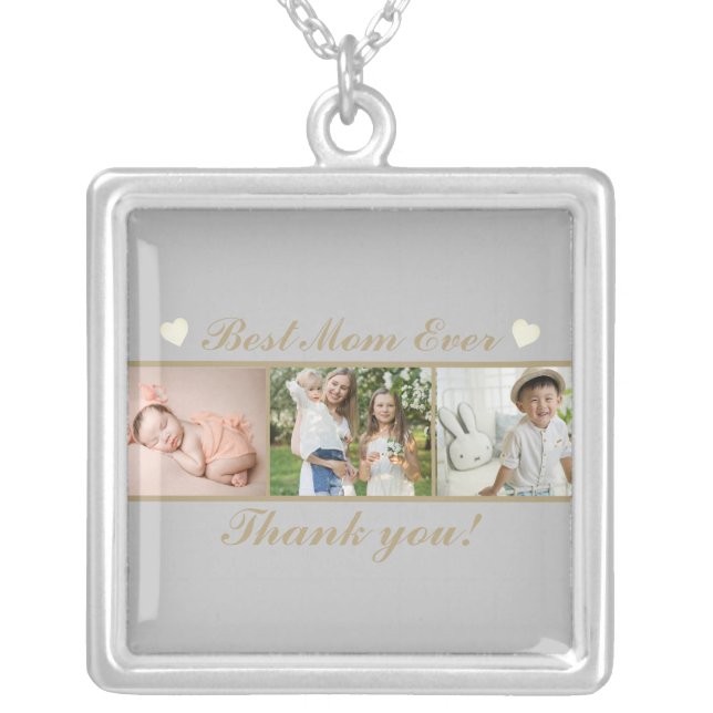 Grey Gold Elegant Coolest Mom Ever Silver Plated Necklace (Front)