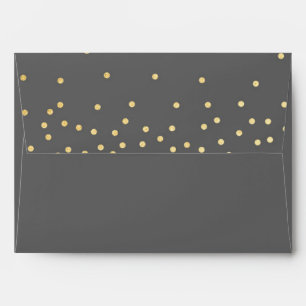 Grey Gold Foil Confetti Dots Invitation Envelope