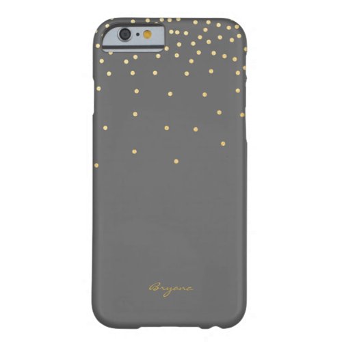 Grey  Gold Foil Confetti Dots Phone Case Cover