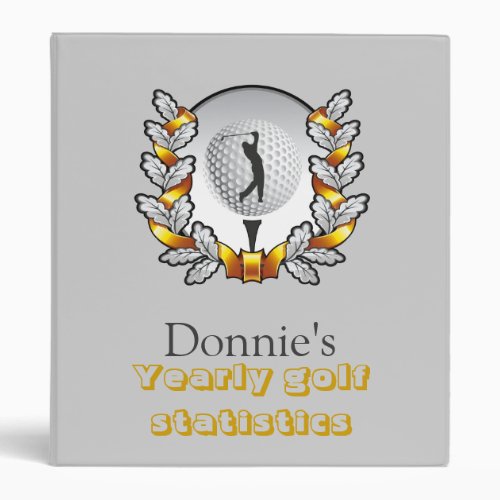 Grey gold Golfer Golf Score Record Keeping Binder