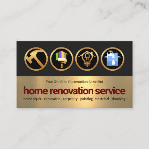 Grey Gold Layer Stylish Gold Handyman Icon Builder Business Card