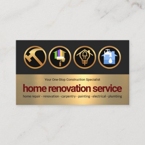 Grey Gold Layer Stylish Gold Handyman Icon Builder Business Card