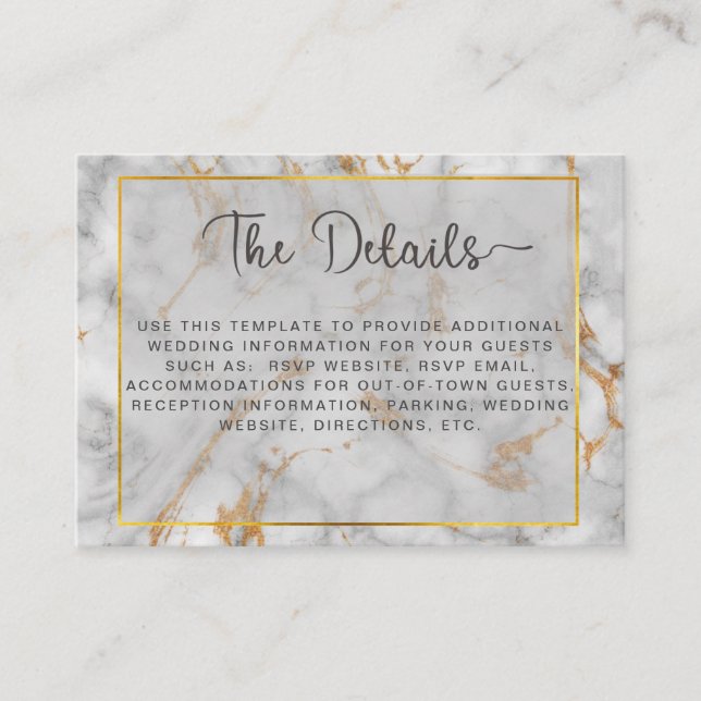 Grey Gold Marble Agate & Elegant Modern Script Enclosure Card (Front)