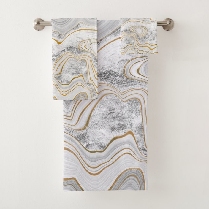 Grey Gold Marble Towel BATHROOM TOWEL SET