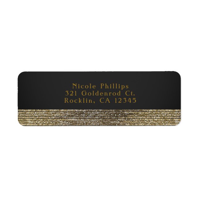 Grey & Gold Modern Glam Sequins Chic Invitation Label (Front)