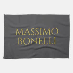 Grey & Gold Modern Minimalist Elegant Your Name Kitchen Towel