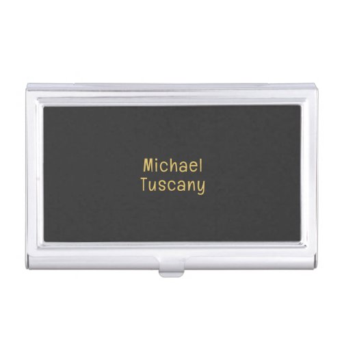 Grey Gold Professional Trendy Minimalist Own Text Business Card Case