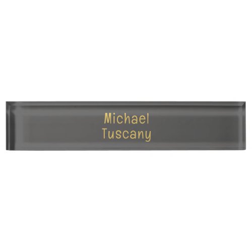 Grey Gold Professional Trendy Minimalist Own Text Desk Name Plate