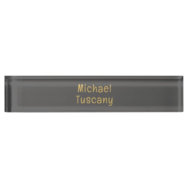 Grey Gold Professional Trendy Minimalist Own Text Desk Name Plate (Front)