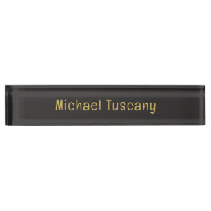 Grey Gold Professional Trendy Minimalist Own Text Desk Name Plate