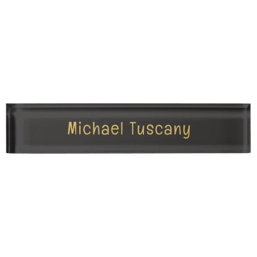 Grey Gold Professional Trendy Minimalist Own Text Desk Name Plate