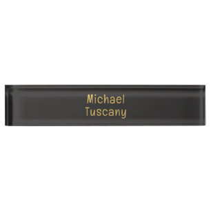 Grey Gold Professional Trendy Minimalist Own Text Desk Name Plate
