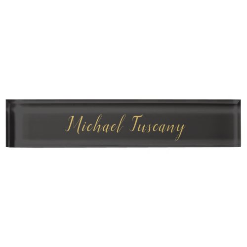 Grey Gold Professional Trendy Minimalist Own Text Desk Name Plate