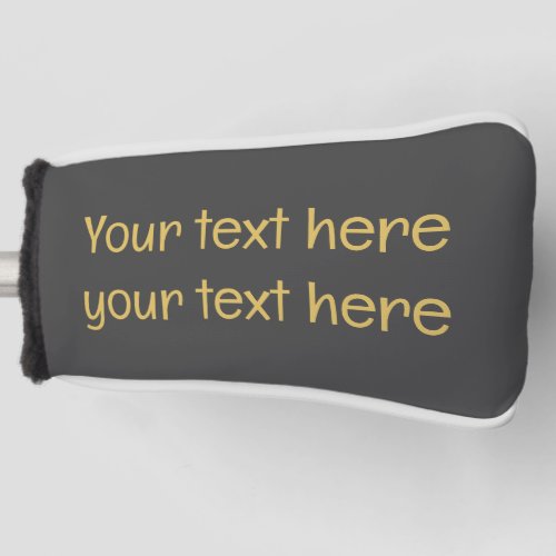 Grey Gold Professional Trendy Minimalist Own Text Golf Head Cover