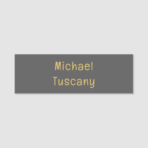 Grey Gold Professional Trendy Minimalist Own Text Name Tag