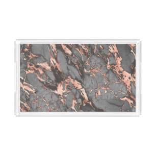 Grey gold rose marble modern design acrylic tray