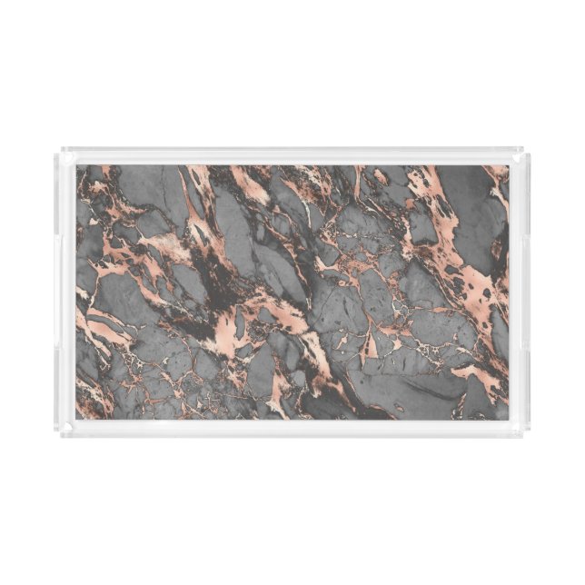 Grey gold rose marble modern design acrylic tray (Front)
